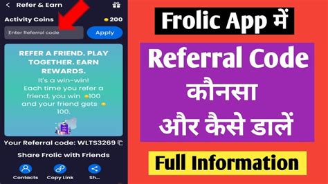frolic live referral code|Frolic App Me Referral Code Kaise And Konsa Dale .